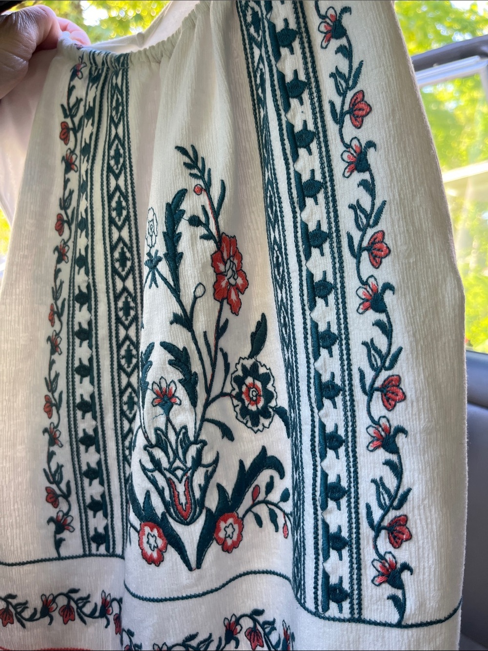 Skies Are Blue White W-Teal/Coral Embroidery Halter Top Size L - Picture 6 of 7